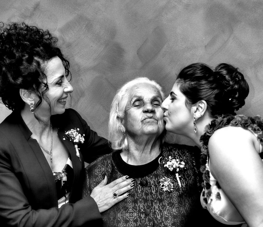 two young women and their elderly mother